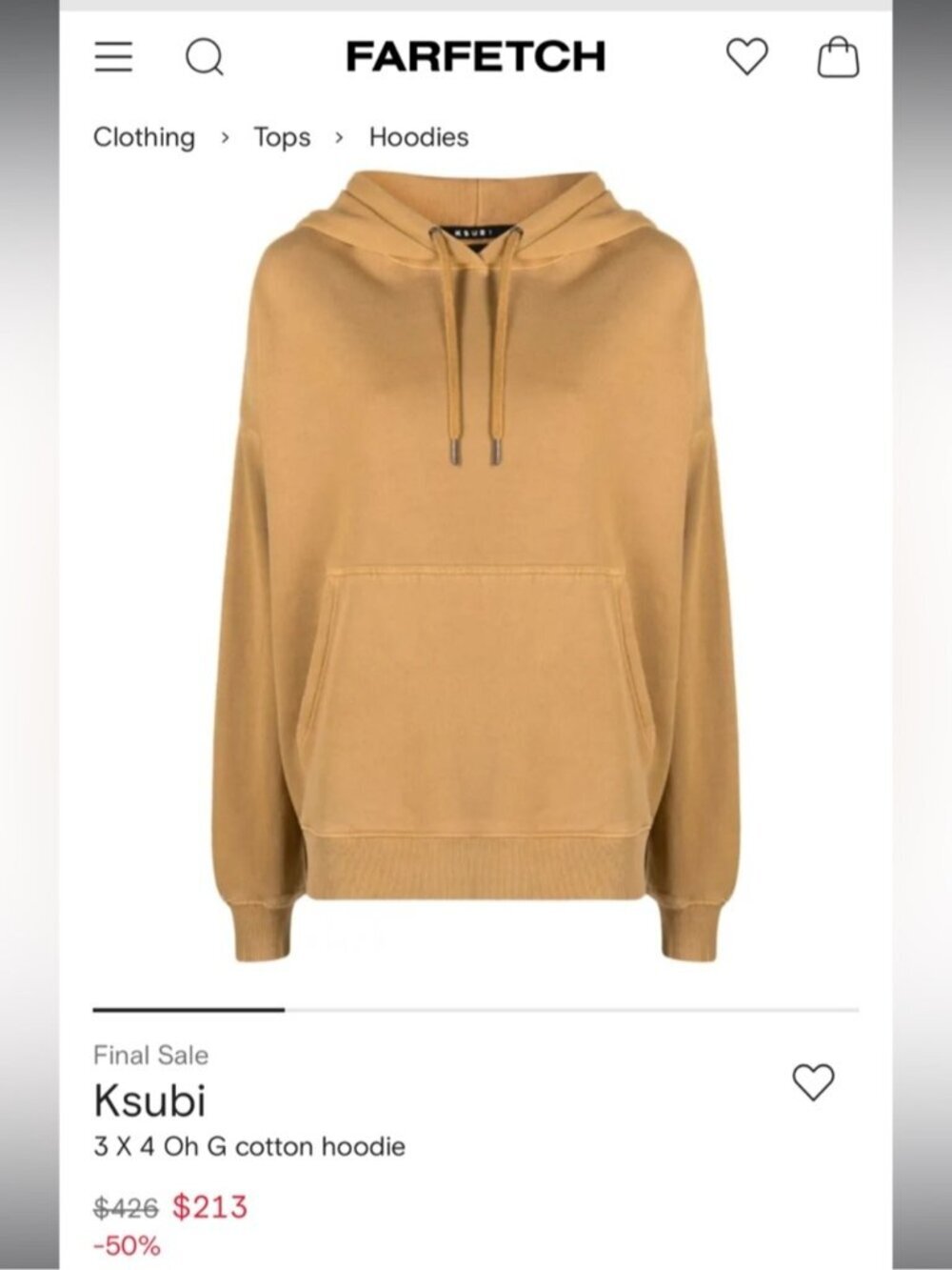 Ksubi 3 X 4 Oh G Cotton Hoodie Size Small Tan Beige - Picture 3 of 14